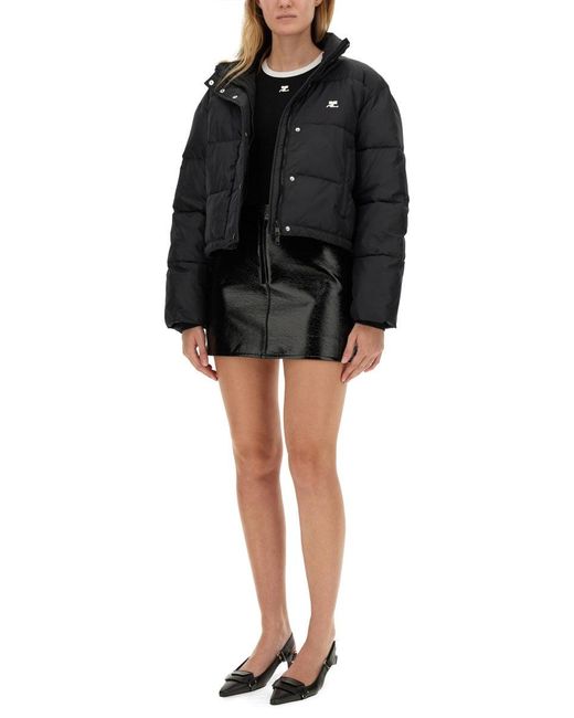 Courreges Black Cropped Down Jacket With High Collar