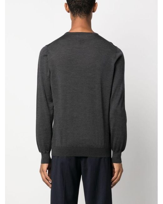Lardini Crew Nek Wollen Trui in het Black voor heren