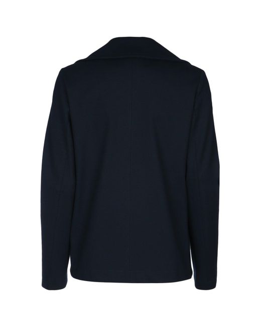 Harris Wharf London Blue Peacoat Diagonal Crafted With Loro Piana Fab