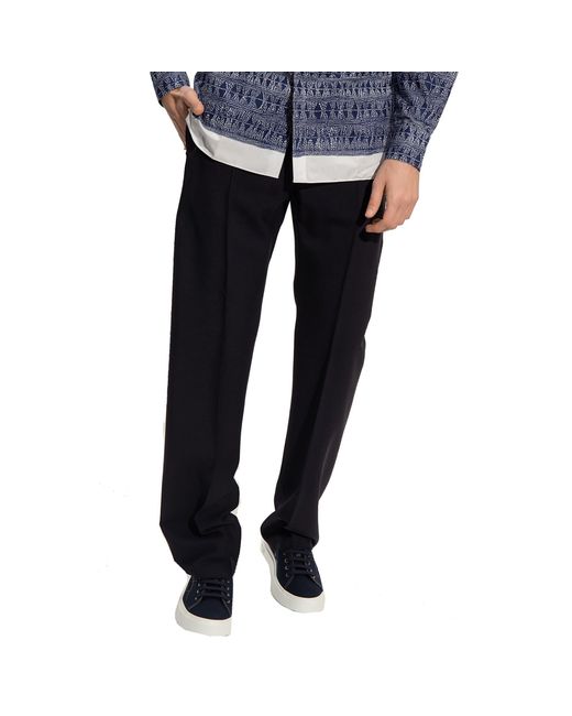 Ferragamo Black Cotton And Silk Pants for men
