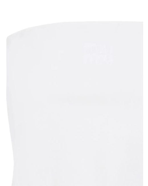 Miu Miu White Top Tela Fiammata Ricamo Fiori