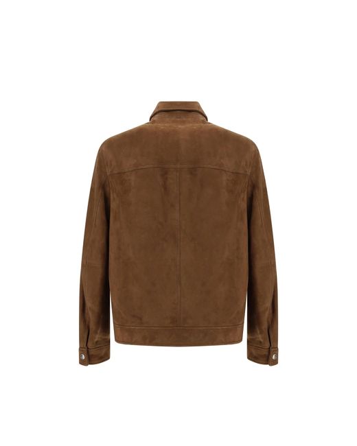 Brunello Cucinelli Brown Leather Jackets for men