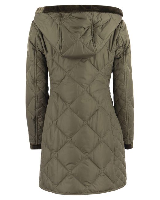 Fay Green Virginia Quilted Coat With Hood