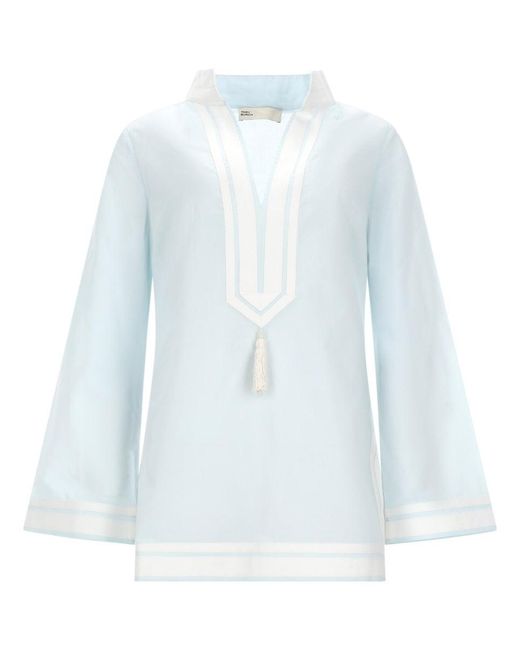 Tory Burch Blue Cotton Tory Tunic Shirt