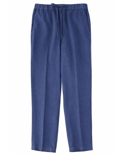 120% Lino Blue Linen Trousers for men