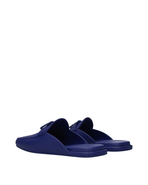Ferragamo Blue Leather Jelly Slides And Clogs