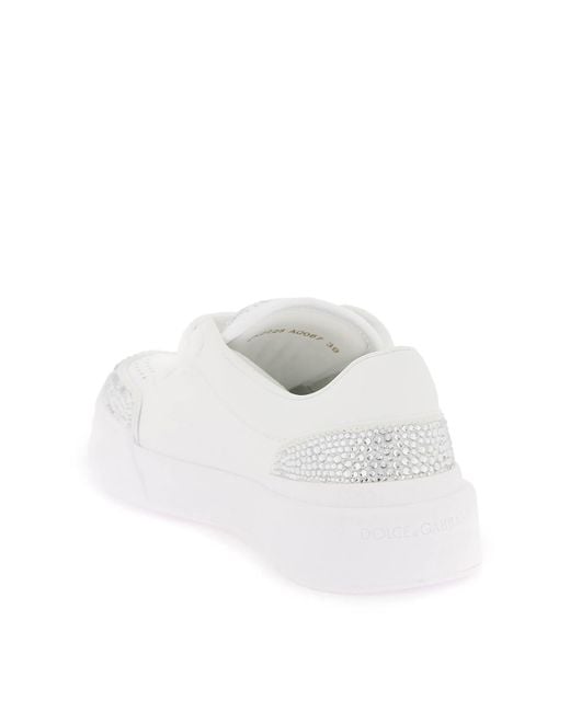 Dolce & Gabbana New Roma Sneakers Met Strass in het White