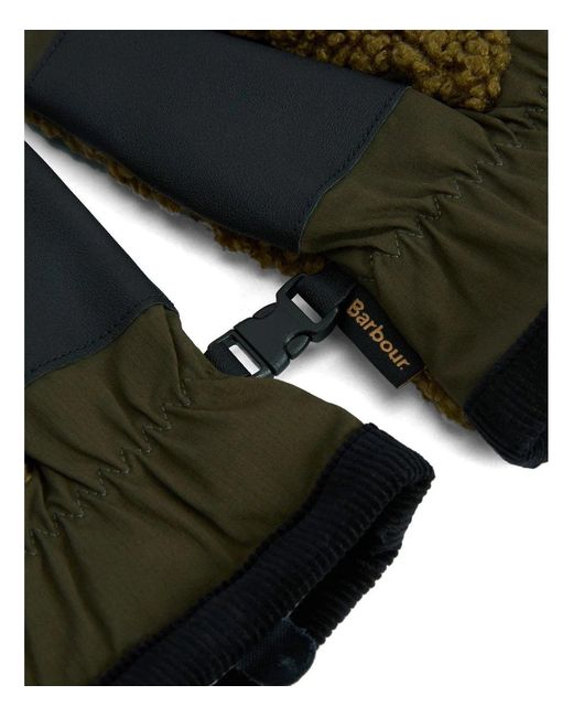 Barbour Green Filed Fleece Sage Gloves