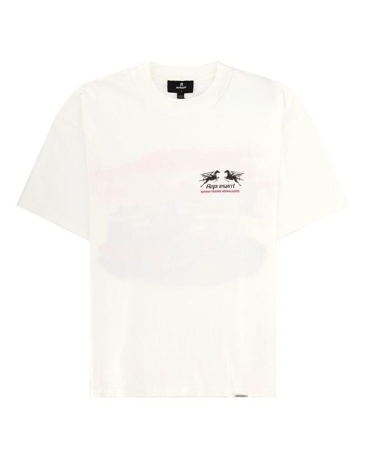Represent White T Shirt Con Stampa "24 Hour Service"