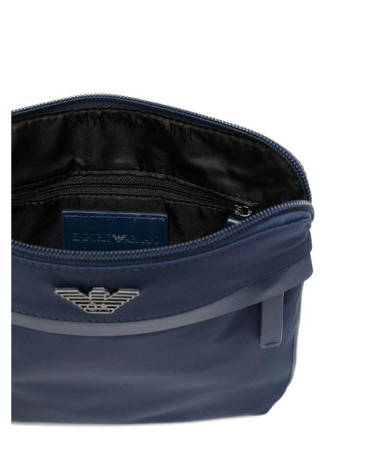 Bolso messenger con placa del logo Emporio Armani de hombre de color Blue
