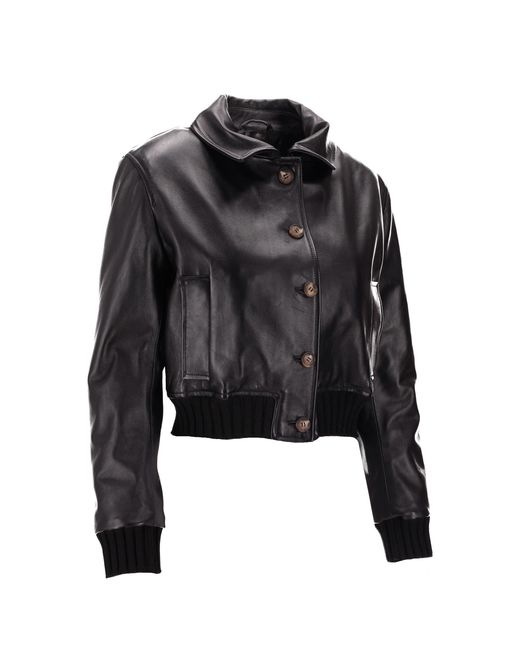 LA ROSE Black Leather Jacket Nappa