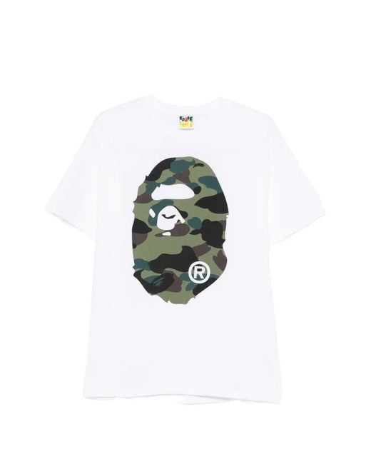 A Bathing Ape White 1 St Camo Big Ape Head Tee M