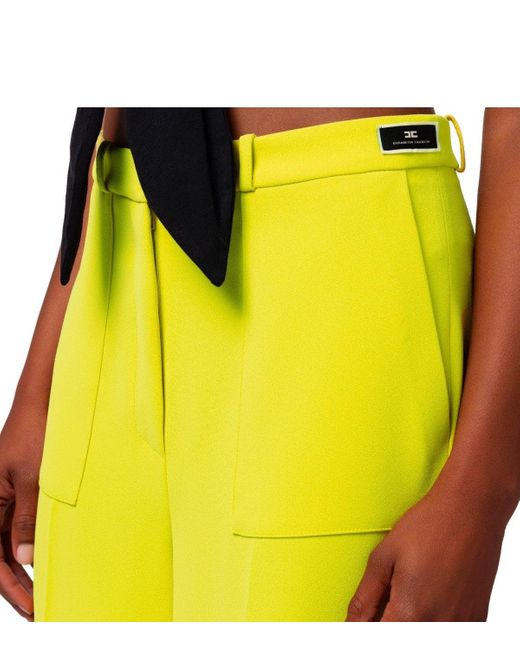 Elisabetta Franchi Yellow Cedar Wide Leg Pants