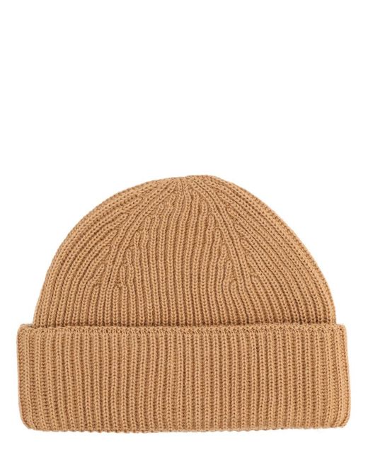 Maison Kitsuné Brown Beanie With Fox Patch