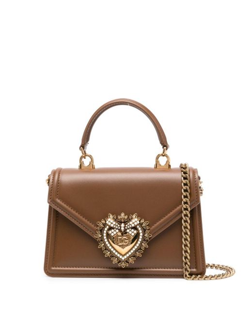 Dolce & Gabbana Toewijding Kleine Lederen Handtas in het Brown