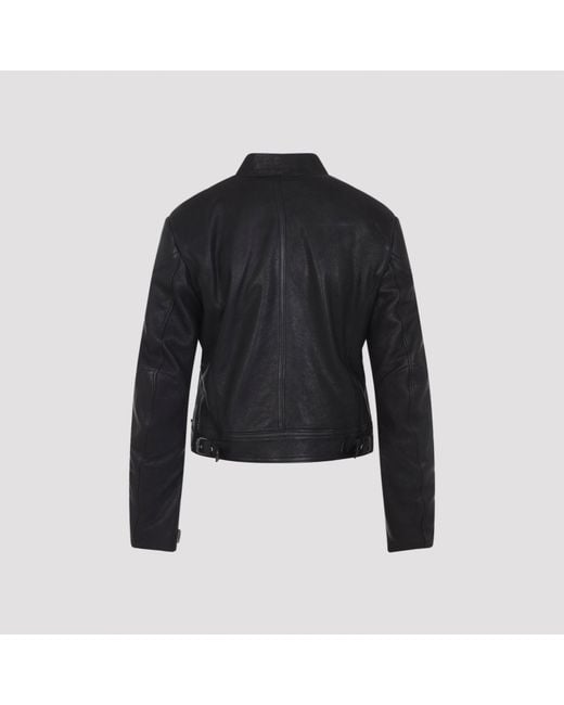 Tom Ford Black Lamb Leather Biker Jacket With Zipped Cuffs