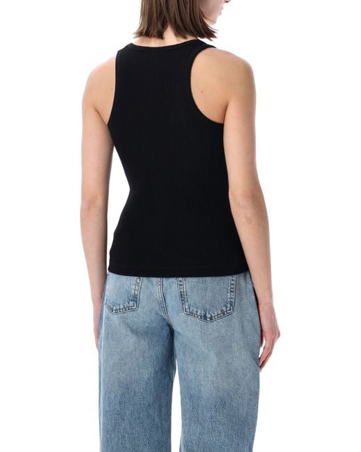 Ganni Black Organic Cotton Rib Tank