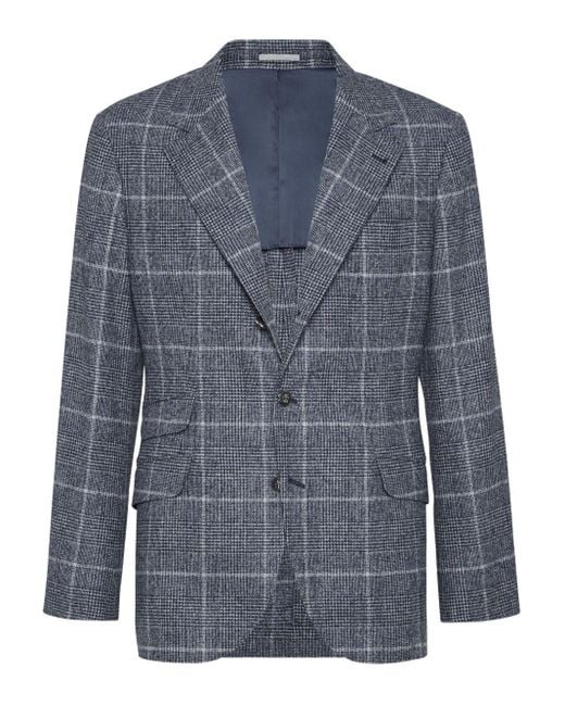 Brunello Cucinelli Blue Wool Deconstructed Jacket for men