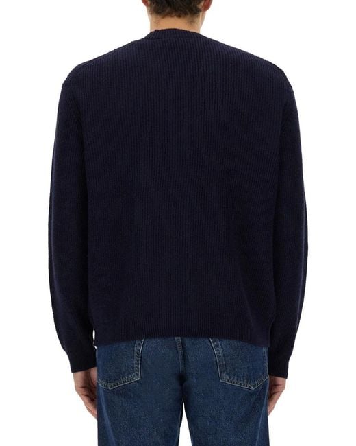 Maison Kitsuné Blue Ribbed Cardigan for men