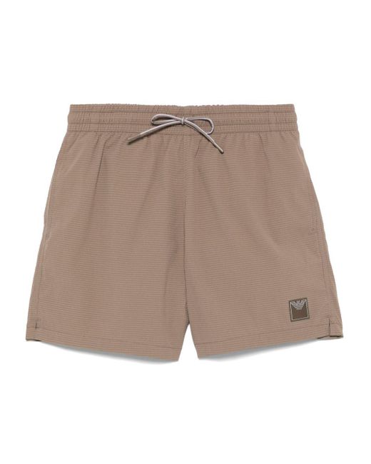 Emporio Armani Brown Logo Swim Shorts for men