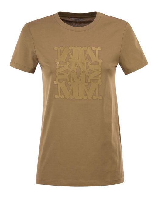 Max Mara Natural Mxmgiovane T Shirt With Monogram Logo