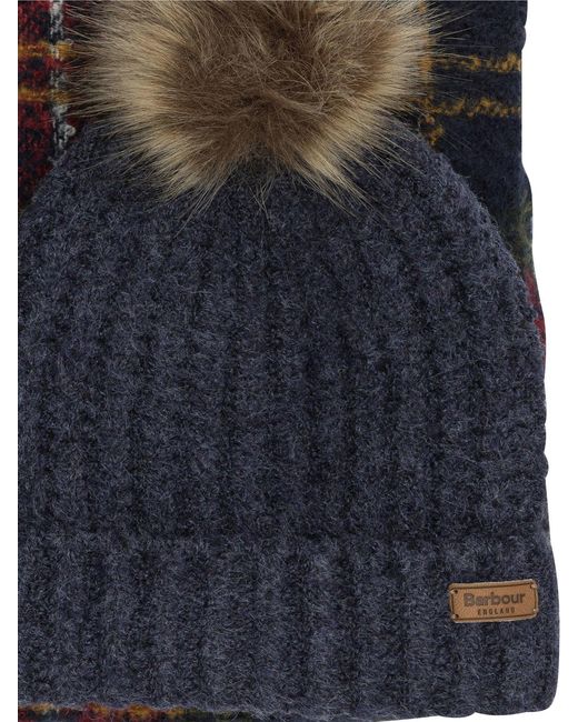 Barbour Blue Beanie And Scarf Set "Saltburn"