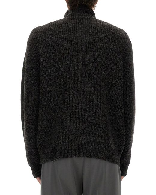 Lemaire Black Ribbed Turtleneck Sweater for men