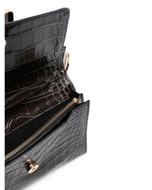 Boyy Black Buckle Travel Case Croco Embossed Leather Clutch Bag