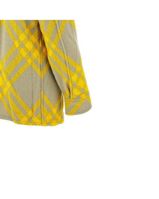 Burberry Yellow Wolle Checked Jacke