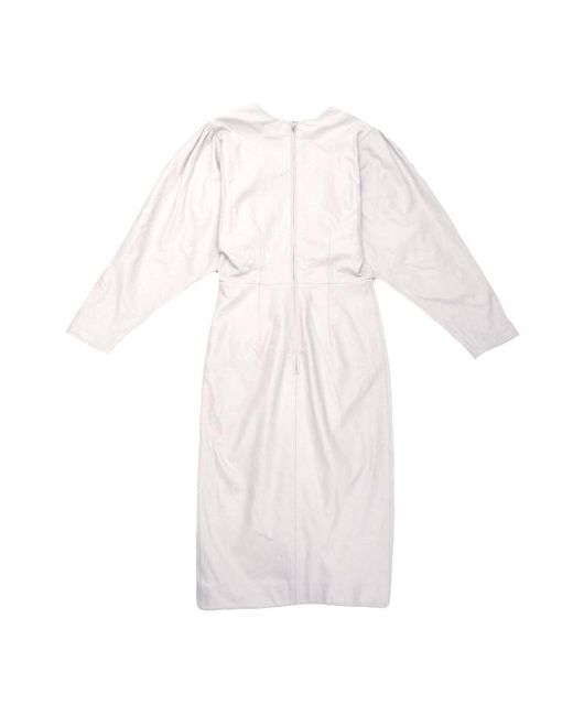 Isabel Marant White Sculpted Leather Evening Dress With Tulip Hem