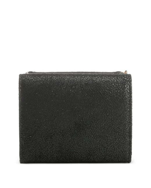 Stella McCartney Black Falabella Tri-Fold Wallet With Chain Trim