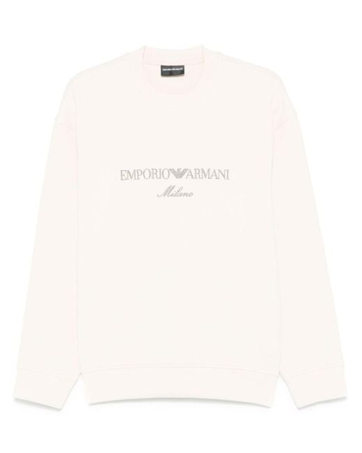Sudadera con logo bordado Emporio Armani de hombre de color White