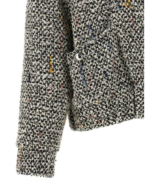 Alessandra Rich Tweed Bomber Jacket in het Gray