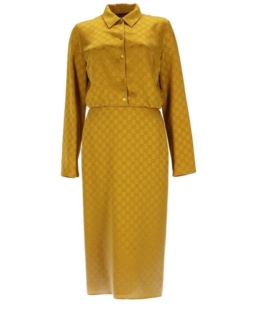 Gucci Yellow Midi Dress With Shirt