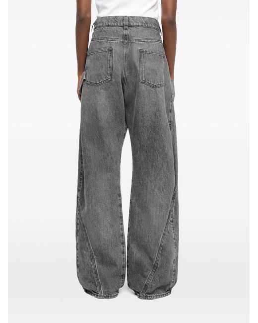 J.W. Anderson Gray High-Rise Straight Leg Jeans With Twisted Seams