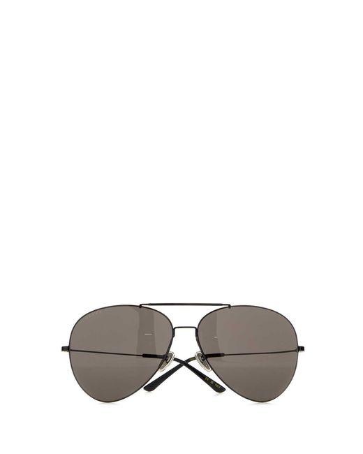 Gucci Gray Black Metal Pilot Sunglasses
