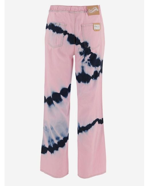 DON'T @ ME Pink Cotton Jeans With Tie Dye Pattern