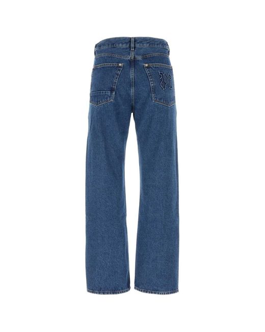 Palm Angels Blue Monogram Denim Jeans for men