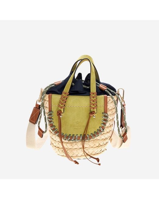 CUBA LAB Metallic Habanera Leather And Rafia Bag