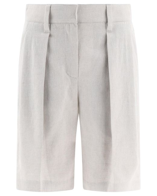 Pantalones cortos de bermudas de gabardina Brunello Cucinelli de color White