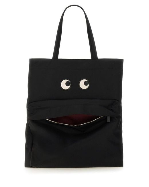 Anya Hindmarch Black Eyes Tote Handbag