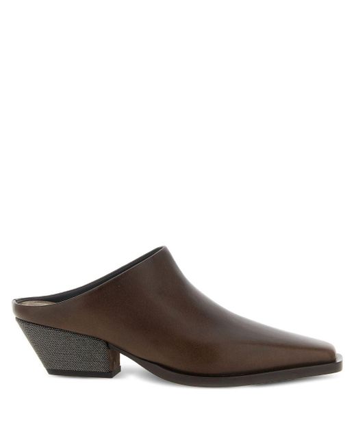 Brunello Cucinelli Brown Leather Sabot