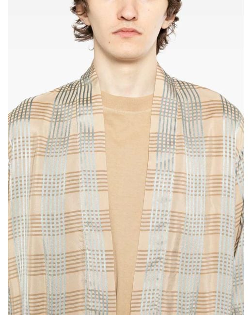 Uma Wang Natural Plaid Jacket