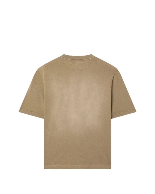 Golden Goose Deluxe Brand Natural Journey T-Shirt Dyed Gauze Cotton Jersey Bleaching Effect With Embroidery