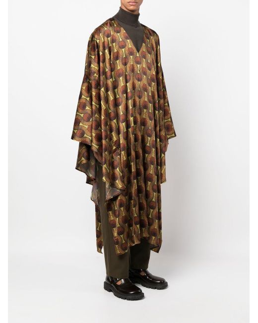 OZWALD BOATENG Natural Printed Silk Kaftan