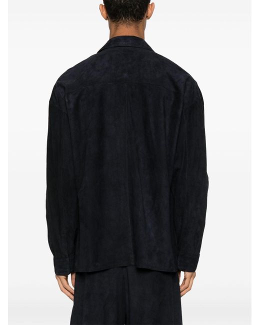 Emporio Armani Mitternachtsblaues Druckknopfhemd in Black für Herren