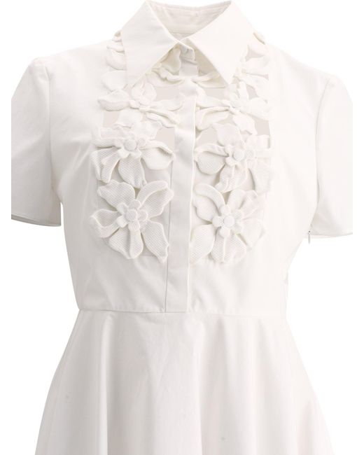 Vestido de con bordado de hibisco Valentino de color White
