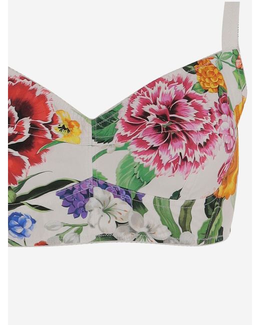 Dolce & Gabbana Red Stretch Baumwollmischung mit Blumenmuster