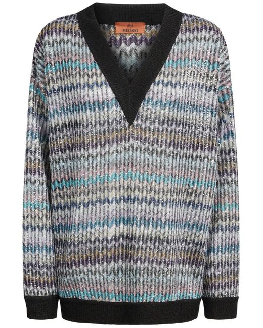 Missoni Gray V Neck Sweater for men