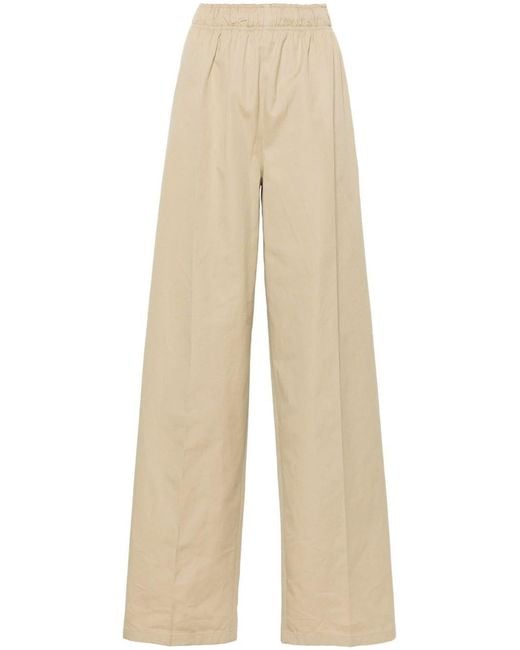 Prada Natural Wide-Leg Cotton Trousers